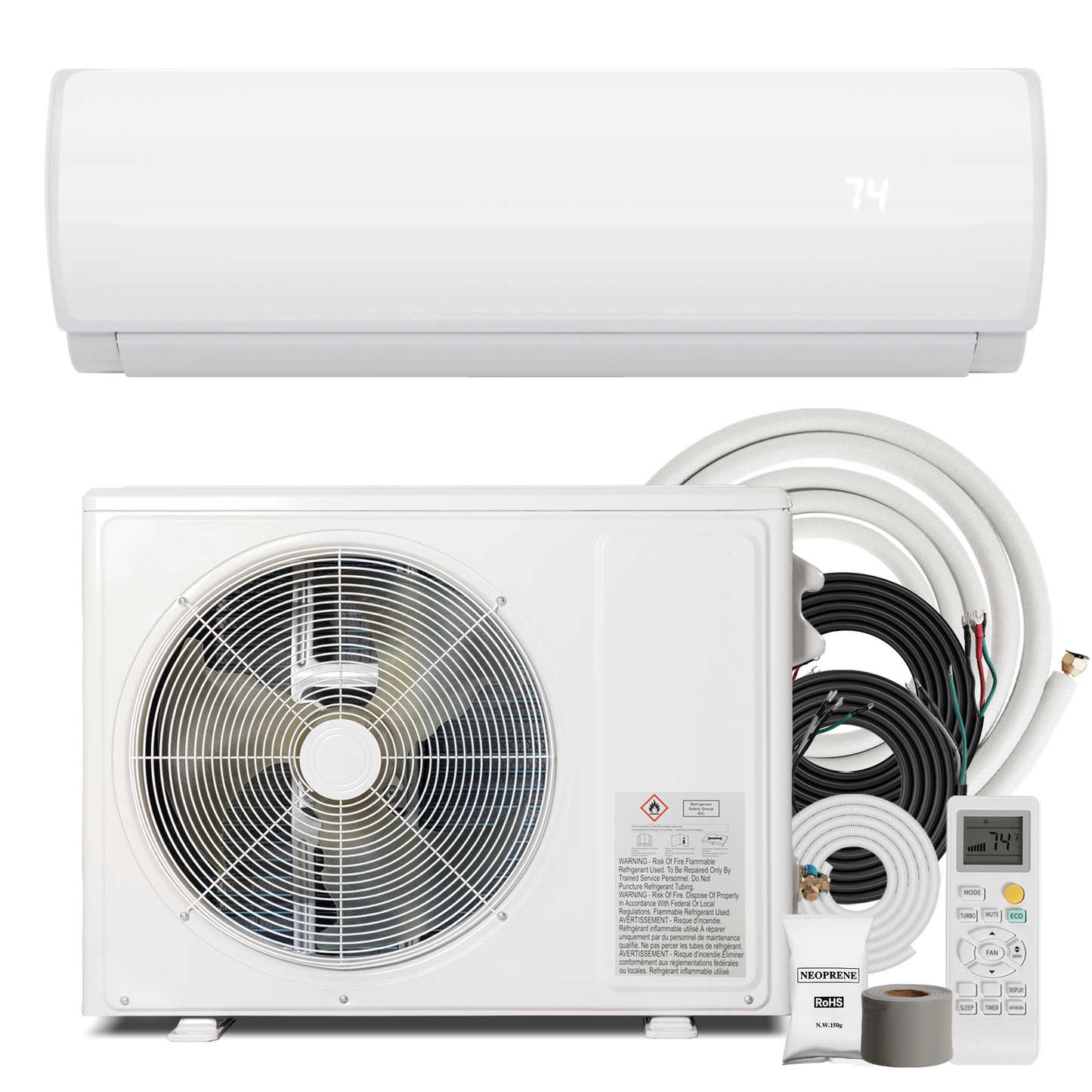 Nexaro 12000BTU Mini Split Air Conditioner& Heater, 19 SEER2 230V Wall-Mounted AC Unit Cools Rooms up to 750 Sq. Ft, Energy Efficient Inverter AC with Heat Pump