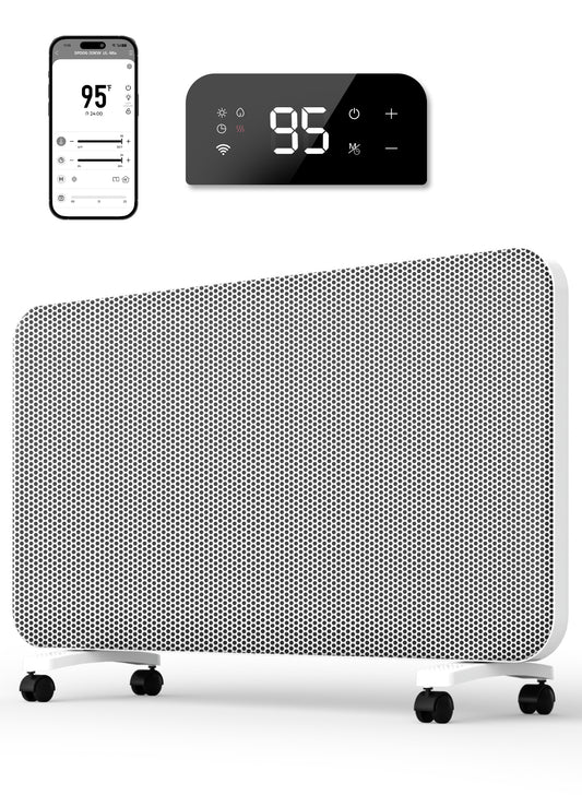 Convection Panel Space Heater for Large Room Indoor Use,1500W Electric Infraed Mica Heater with Programmable Thermostat, Standing or Wall Mount,Smart WiFi App Control,Works with Tuya, 31 Inch
