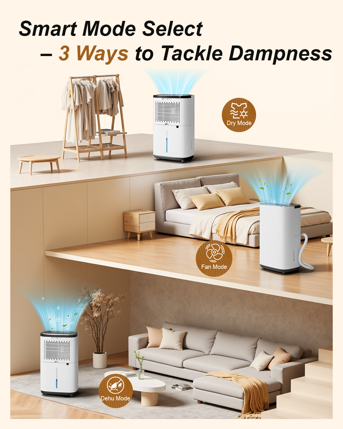 3000 sq.ft Dehumidifier for Basement, 30 Pint Dehumidifiers for Home with Drain Hose, Smart Humidity Control, 24H Timer & Child Lock, Ideal for Large Room, Bathroom, Bedroom, Garage