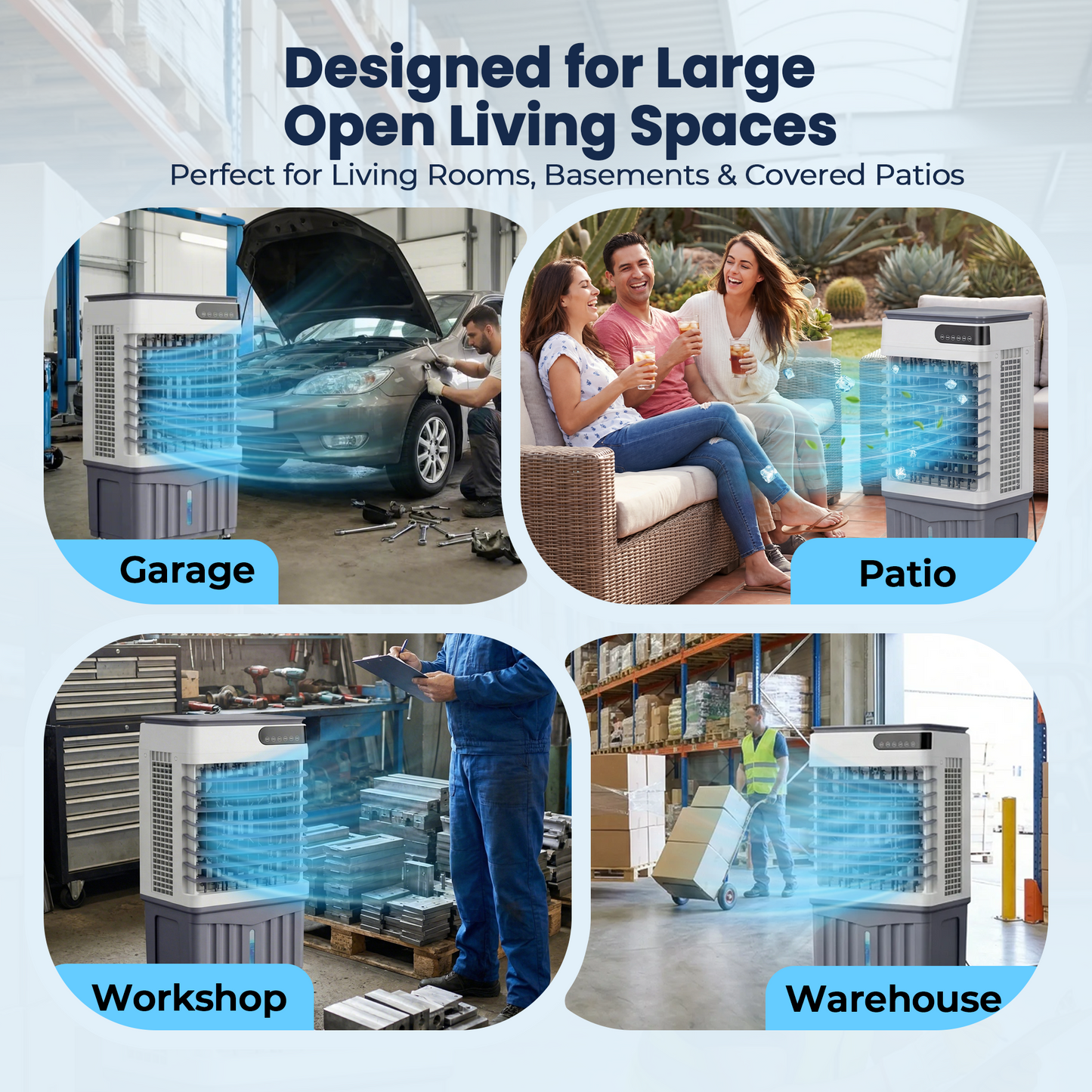 2500 CFM Swamp Cooler, Portable Evaporative Air Cooler with 8.3 Gal Water Tank, 4 Ice Packs, 120 Degree Oscillation, 3 Speeds, 12H Timer, Remote Fan for Large Room Garage