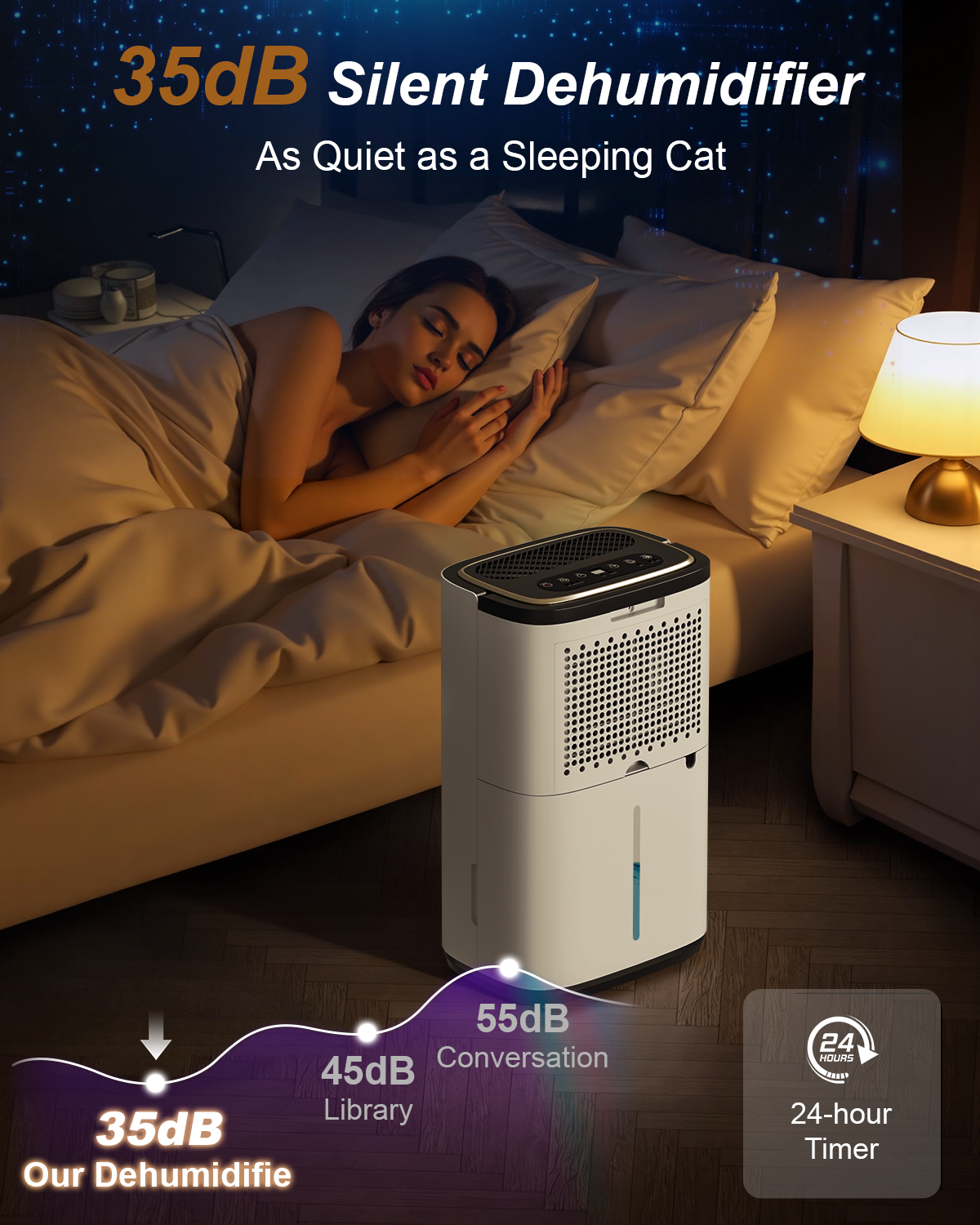 3000 sq.ft Dehumidifier for Basement, 30 Pint Dehumidifiers for Home with Drain Hose, Smart Humidity Control, 24H Timer & Child Lock, Ideal for Large Room, Bathroom, Bedroom, Garage