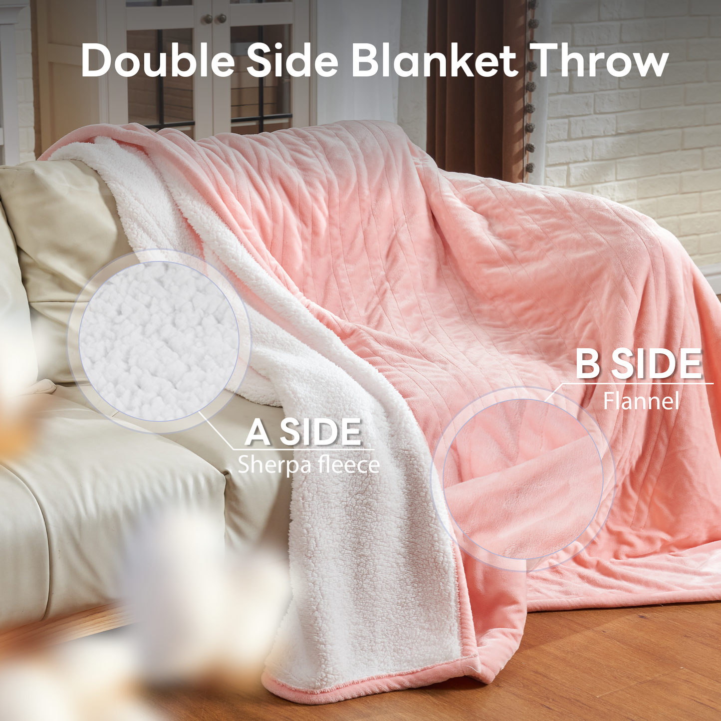 Nexaro Heated Electric Blanket, 50"x60" Flannel Heating Blanket Features 12-Hour Timer with 1-Hour Intervals, Machine Washable Sherpa with Overheating Protection, Ideal Gifts for Her, Pink