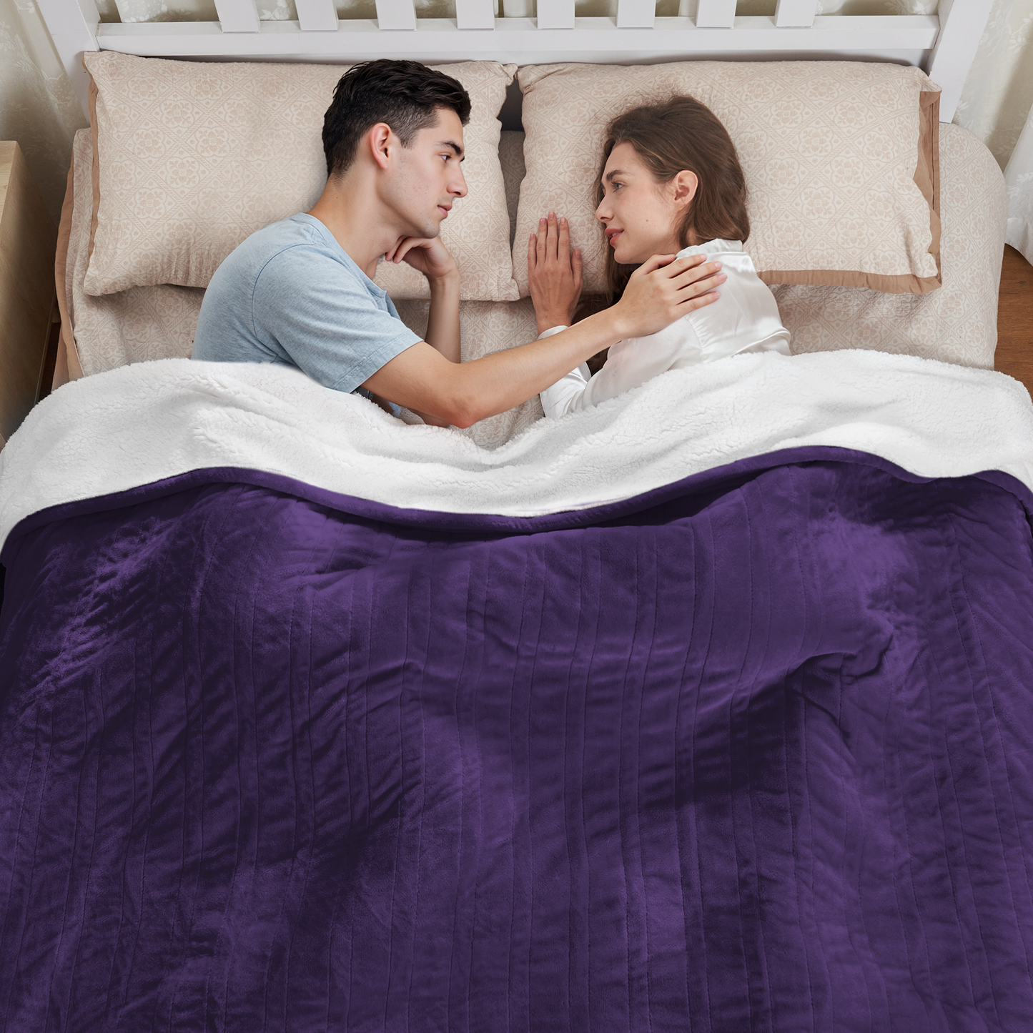 Nexaro Heated Electric Blanket, 50"x60" Flannel Heating Blanket Features 12-Hour Timer with 1-Hour Intervals, Machine Washable Sherpa with Overheating Protection, Ideal Gifts for Her, Purple