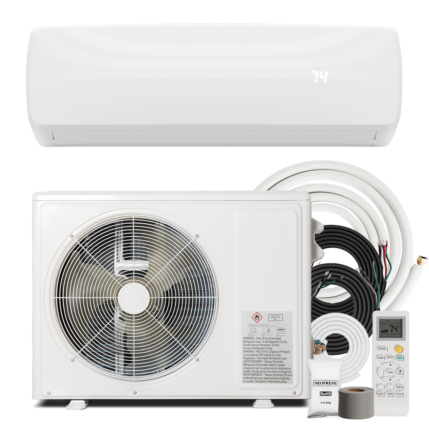 Nexaro 18000BTU Mini Split Air Conditioner& Heater, 19 SEER2 230V Wall-Mounted AC Unit Cools Rooms up to 750 Sq. Ft, Energy Efficient Inverter AC with Heat Pump