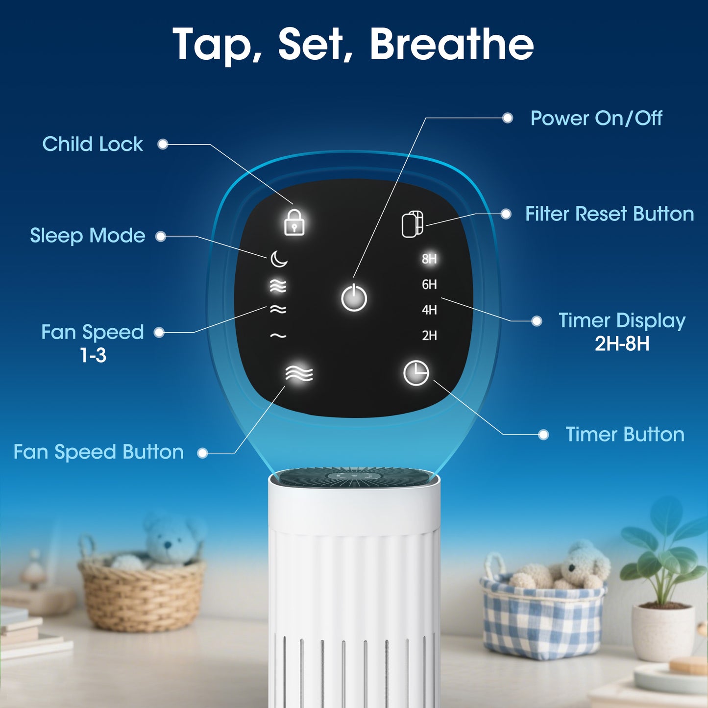 Nexaro HEPA Air Purifiers for Home Large Room Up to 1200 ft², Upgrade Carbon Air Purifier for Pets, Filters Up To 99.9% of Smoke, Dust, Odor, Quiet Air Purifier with Sleep Mode, Timer, CADR 200