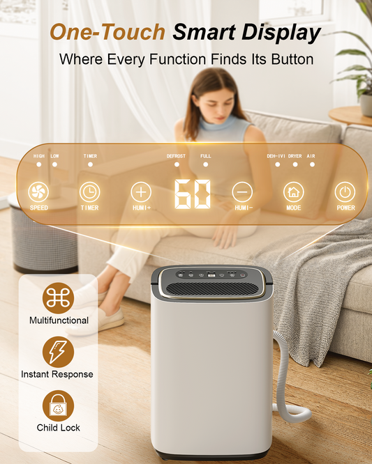 5000 sq.ft Dehumidifier for Basement, 50 Pint Dehumidifiers for Home with Drain Hose, Smart Humidity Control, 24H Timer & Child Lock, Ideal for Large Room, Bathroom, Bedroom, Garage