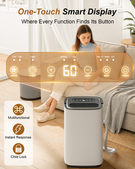 3000 sq.ft Dehumidifier for Basement, 30 Pint Dehumidifiers for Home with Drain Hose, Smart Humidity Control, 24H Timer & Child Lock, Ideal for Large Room, Bathroom, Bedroom, Garage