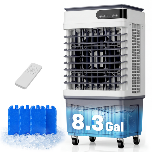 2500 CFM Swamp Cooler, Portable Evaporative Air Cooler with 8.3 Gal Water Tank, 4 Ice Packs, 120 Degree Oscillation, 3 Speeds, 12H Timer, Remote Fan for Large Room Garage