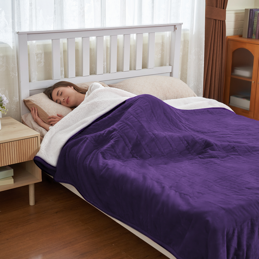 Nexaro Heated Electric Blanket, 50"x60" Flannel Heating Blanket Features 12-Hour Timer with 1-Hour Intervals, Machine Washable Sherpa with Overheating Protection, Ideal Gifts for Her, Purple