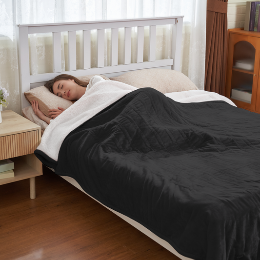 Nexaro Heated Electric Blanket, 50"x60" Flannel Heating Blanket Features 12-Hour Timer with 1-Hour Intervals, Machine Washable Sherpa with Overheating Protection, Ideal Gifts for Her, Black