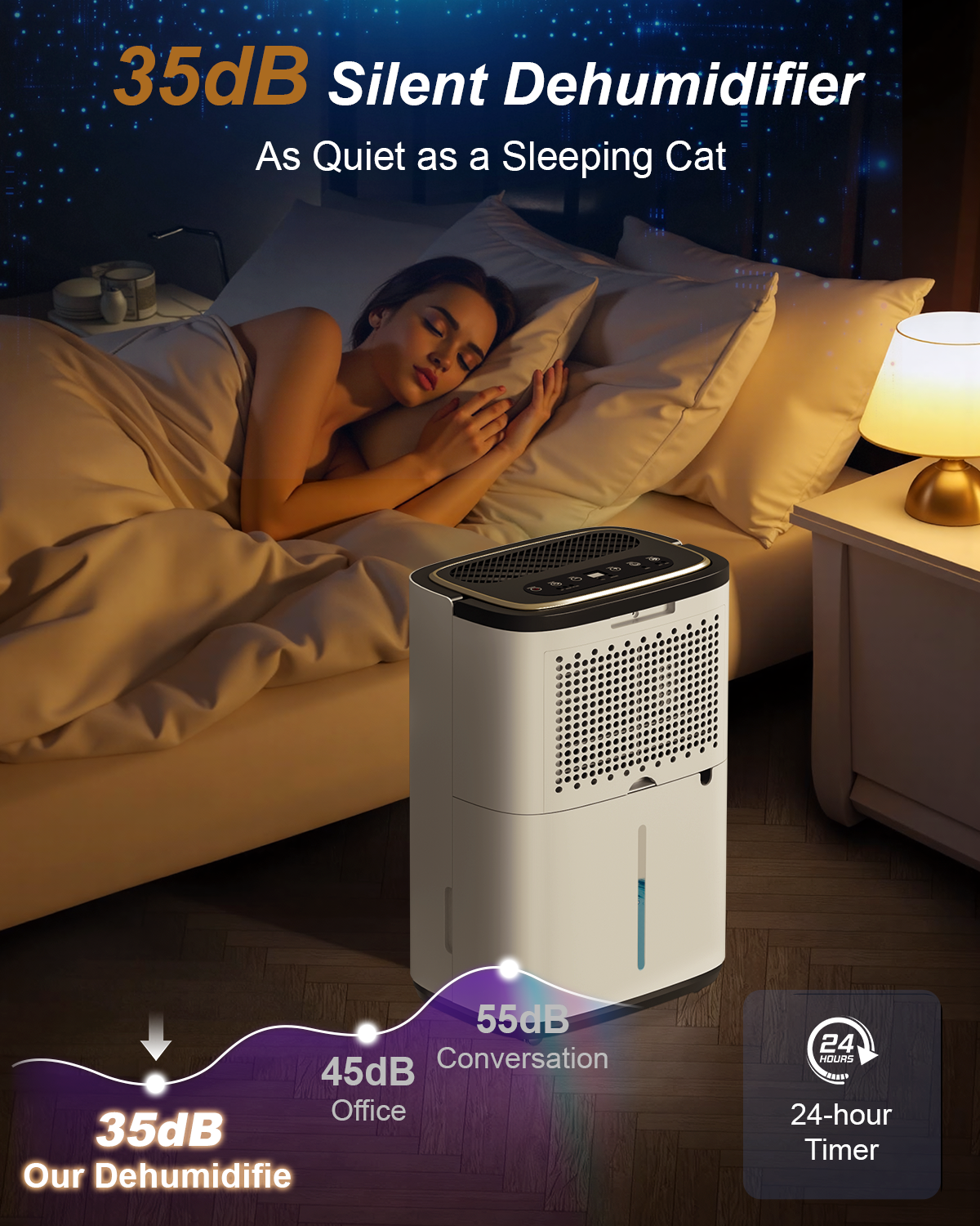 3000 sq.ft Dehumidifier for Basement, 30 Pint Dehumidifiers for Home with Drain Hose, Smart Humidity Control, 24H Timer & Child Lock, Ideal for Large Rooms, Bathroom, Bedroom, Garage