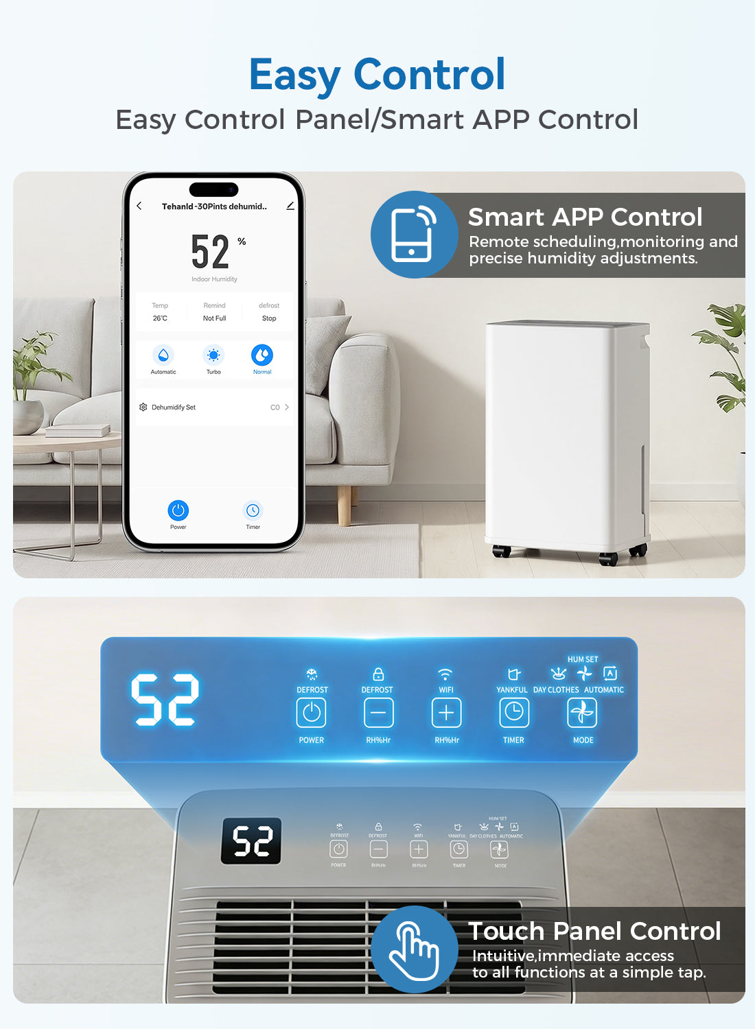 2500 Sq.Ft Dehumidifier for Basement with Drain Hose, Update 35 Pint Large Best Compressor Dehumidifiers for Home or Garage, Smart Humidity Control, 24H Timer & Child Lock, Ideal for Rooms, Upgraded