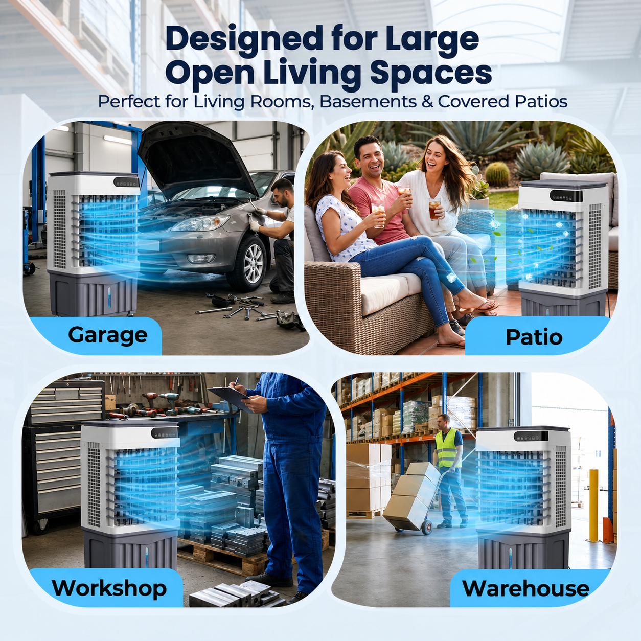 2800CFM Swamp Cooler, Portable Evaporative Air Cooler with 9.2 Gal Water Tank, 4 Ice Packs, 120° Oscillation, 3 Speeds & Modes, 12H Timer, Remote Cooling Fan for Large Room Garage