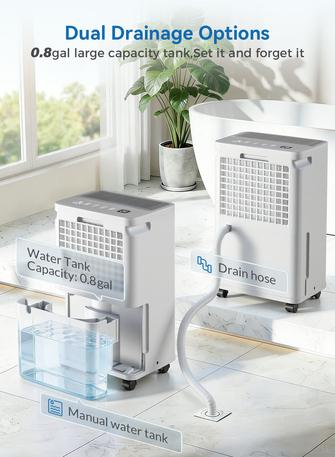 2500 Sq.Ft Dehumidifier for Basement with Drain Hose, Update 35 Pint Large Best Compressor Dehumidifiers for Home or Garage, Smart Humidity Control, 24H Timer & Child Lock, Ideal for Rooms, Upgraded