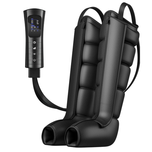 Nexaro Leg Air Compression Massager, Foot Calf & Thigh Massager for Circulation and Pain Relief, 6 Modes & 3 Strength, LCD Display, Timer, Recovery System Massage Boots